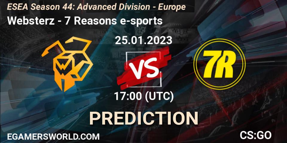 Prognoza Websterz - 7 Reasons e-sports. 01.02.23, CS2 (CS:GO), ESEA Season 44: Advanced Division - Europe