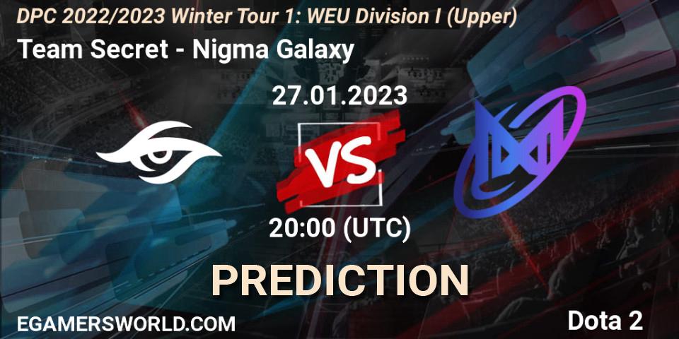 Prognoza Team Secret - Nigma Galaxy. 27.01.23, Dota 2, DPC 2022/2023 Winter Tour 1: WEU Division I (Upper)