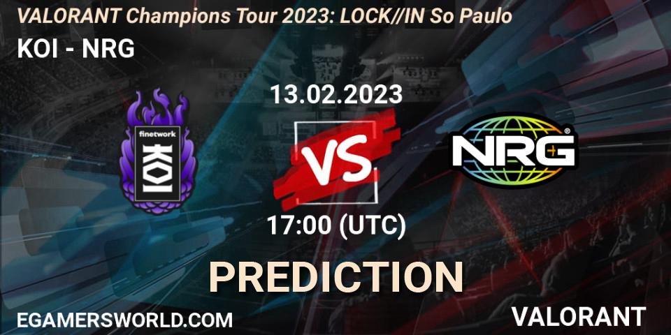 Prognoza KOI - NRG. 13.02.23, VALORANT, VALORANT Champions Tour 2023: LOCK//IN São Paulo