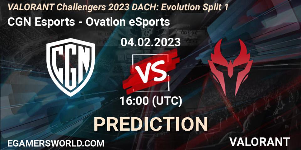 Prognoza CGN Esports - Ovation eSports. 04.02.23, VALORANT, VALORANT Challengers 2023 DACH: Evolution Split 1