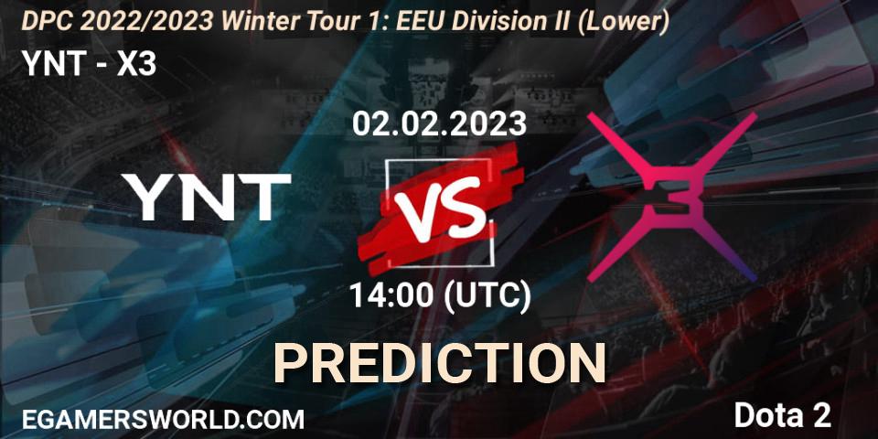 Prognoza YNT - X3. 02.02.23, Dota 2, DPC 2022/2023 Winter Tour 1: EEU Division II (Lower)