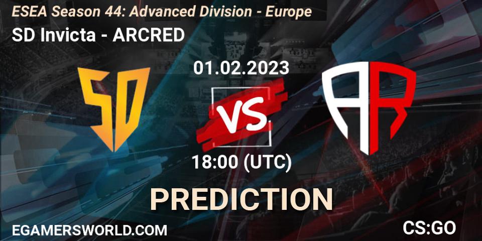 Prognoza SD Invicta - ARCRED. 01.02.23, CS2 (CS:GO), ESEA Season 44: Advanced Division - Europe