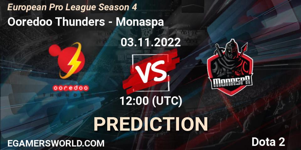 Prognoza Ooredoo Thunders - Monaspa. 12.11.22, Dota 2, European Pro League Season 4