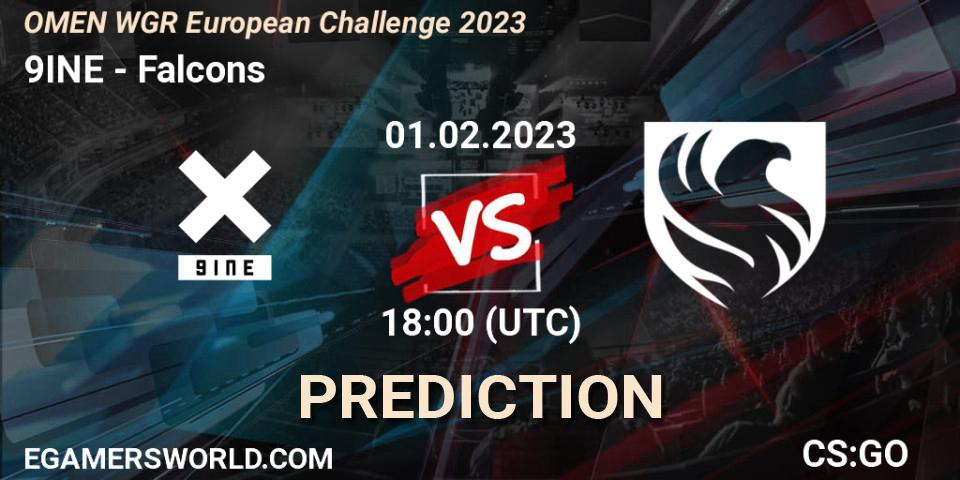 Prognoza 9INE - Falcons. 11.02.23, CS2 (CS:GO), OMEN WGR European Challenge 2023