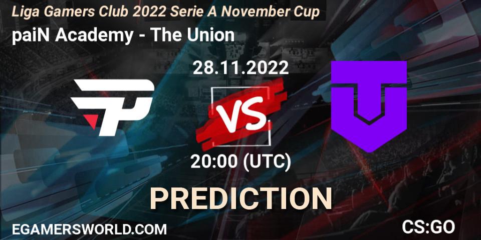 Prognoza paiN Academy - The Union. 28.11.22, CS2 (CS:GO), Gamers Club Liga Série A: November 2022
