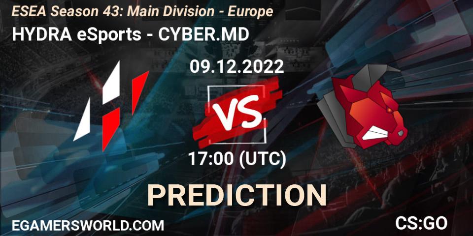 Prognoza HYDRA eSports - CYBER.MD. 09.12.22, CS2 (CS:GO), ESEA Season 43: Main Division - Europe