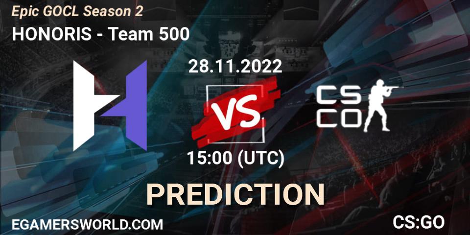 Prognoza HONORIS - Team 500. 28.11.22, CS2 (CS:GO), Epic GOCL Season 2
