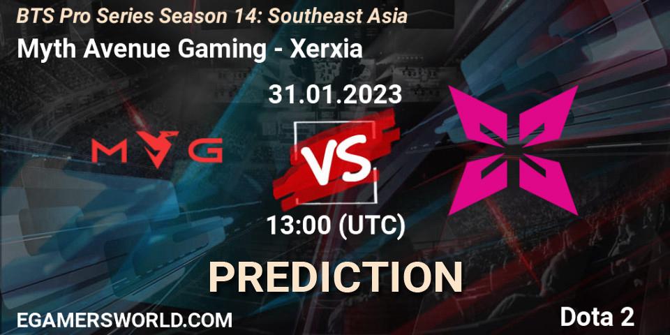 Prognoza Myth Avenue Gaming - Xerxia. 31.01.23, Dota 2, BTS Pro Series Season 14: Southeast Asia