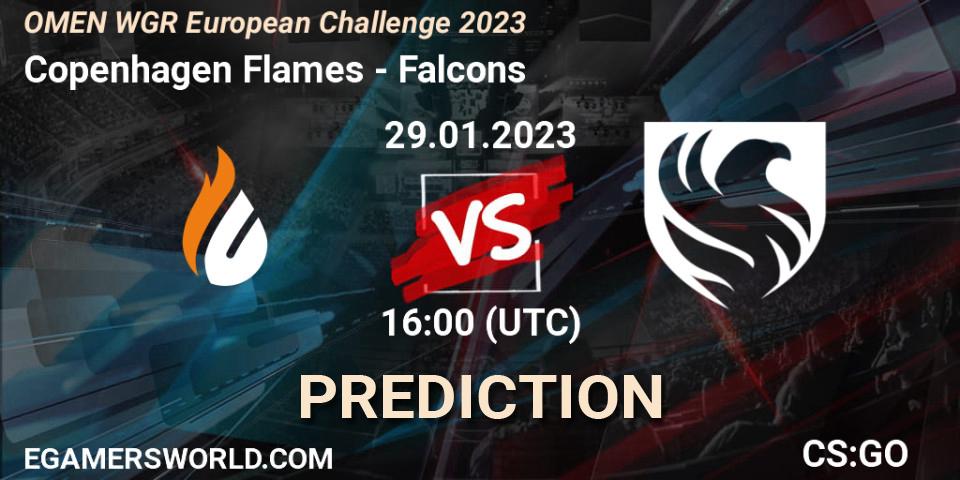 Prognoza Copenhagen Flames - Falcons. 29.01.23, CS2 (CS:GO), OMEN WGR European Challenge 2023
