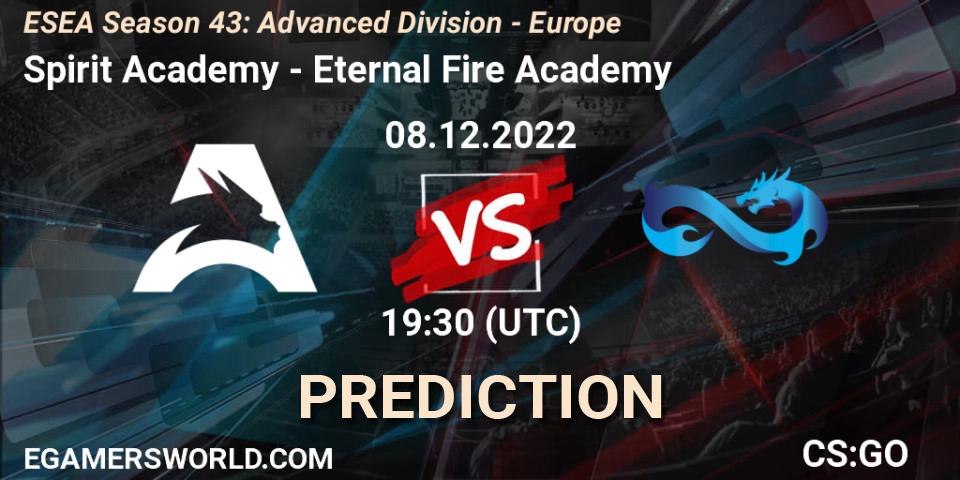 Prognoza Spirit Academy - Eternal Fire Academy. 08.12.22, CS2 (CS:GO), ESEA Season 43: Advanced Division - Europe