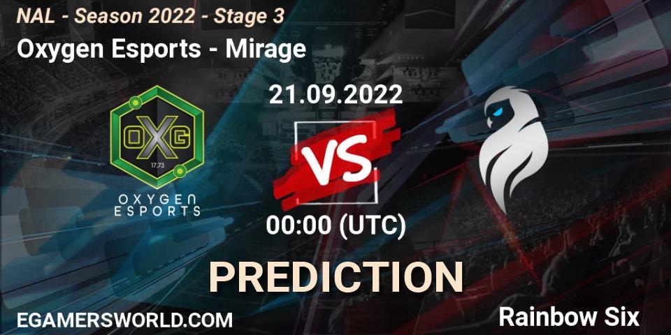 Prognoza Oxygen Esports - Mirage. 21.09.22, Rainbow Six, NAL - Season 2022 - Stage 3