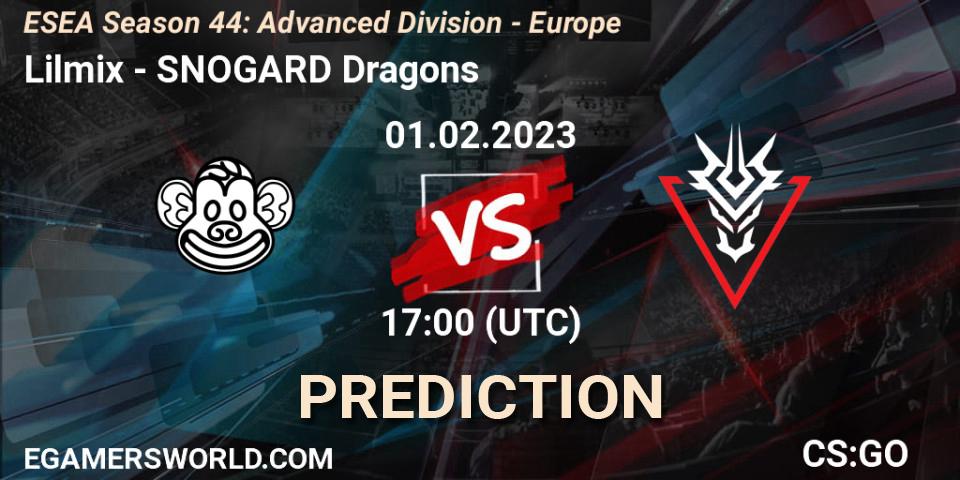 Prognoza Lilmix - SNOGARD Dragons. 01.02.23, CS2 (CS:GO), ESEA Season 44: Advanced Division - Europe