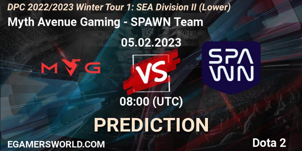 Prognoza Myth Avenue Gaming - SPAWN Team. 05.02.23, Dota 2, DPC 2022/2023 Winter Tour 1: SEA Division II (Lower)