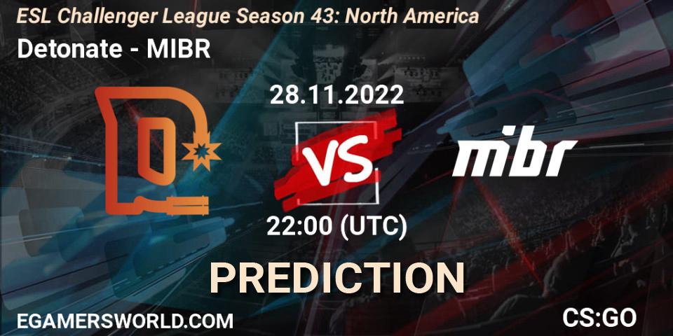 Prognoza Detonate - MIBR. 28.11.22, CS2 (CS:GO), ESL Challenger League Season 43: North America
