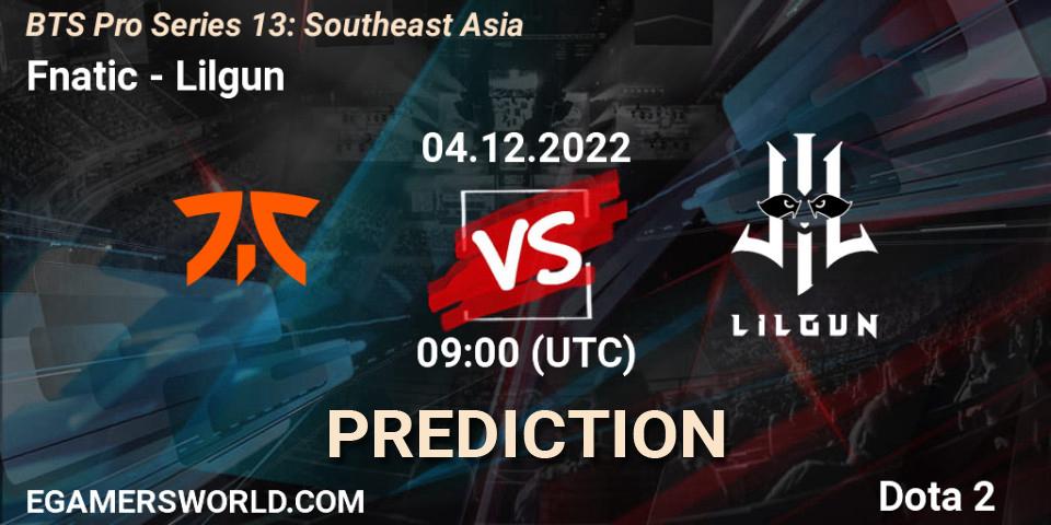 Prognoza Fnatic - Lilgun. 27.11.22, Dota 2, BTS Pro Series 13: Southeast Asia