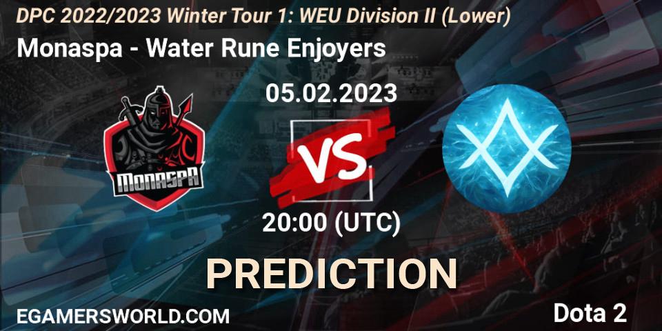 Prognoza Monaspa - Water Rune Enjoyers. 05.02.23, Dota 2, DPC 2022/2023 Winter Tour 1: WEU Division II (Lower)