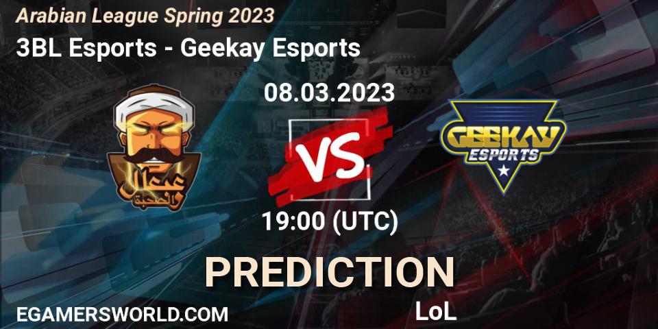 Prognoza 3BL Esports - Geekay Esports. 15.02.23, LoL, Arabian League Spring 2023
