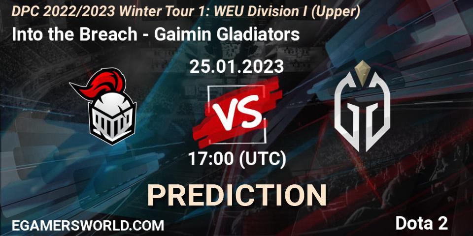 Prognoza Into the Breach - Gaimin Gladiators. 25.01.23, Dota 2, DPC 2022/2023 Winter Tour 1: WEU Division I (Upper)