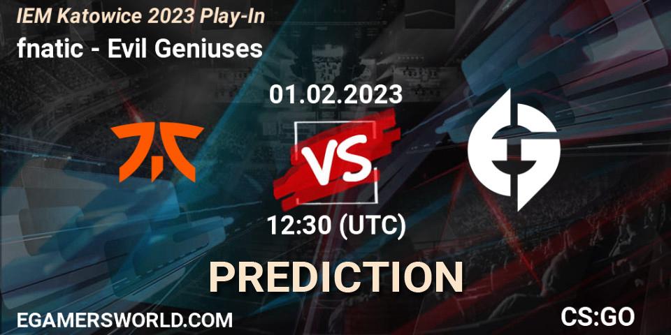 Prognoza fnatic - Evil Geniuses. 01.02.23, CS2 (CS:GO), IEM Katowice 2023 Play-In