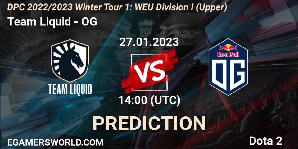 Prognoza Team Liquid - OG. 27.01.23, Dota 2, DPC 2022/2023 Winter Tour 1: WEU Division I (Upper)