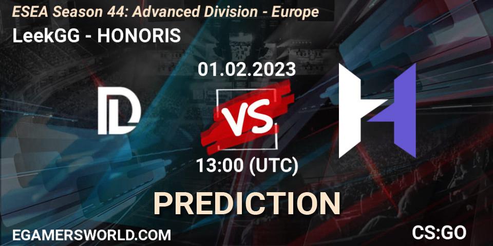 Prognoza Scythe - HONORIS. 01.02.23, CS2 (CS:GO), ESEA Season 44: Advanced Division - Europe