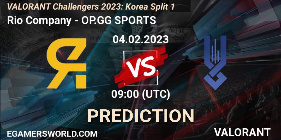 Prognoza Rio Company - OP.GG SPORTS. 04.02.23, VALORANT, VALORANT Challengers 2023: Korea Split 1
