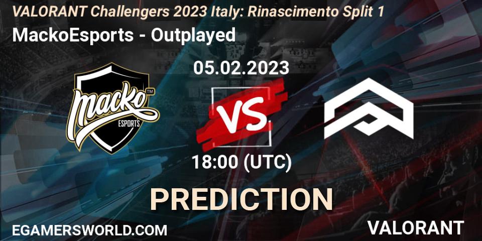 Prognoza MackoEsports - Outplayed. 05.02.23, VALORANT, VALORANT Challengers 2023 Italy: Rinascimento Split 1