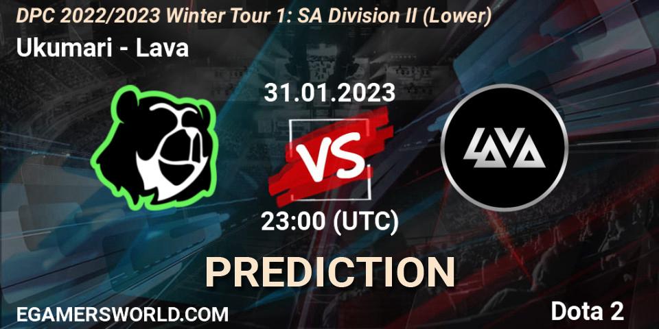 Prognoza Ukumari - Lava. 31.01.23, Dota 2, DPC 2022/2023 Winter Tour 1: SA Division II (Lower)