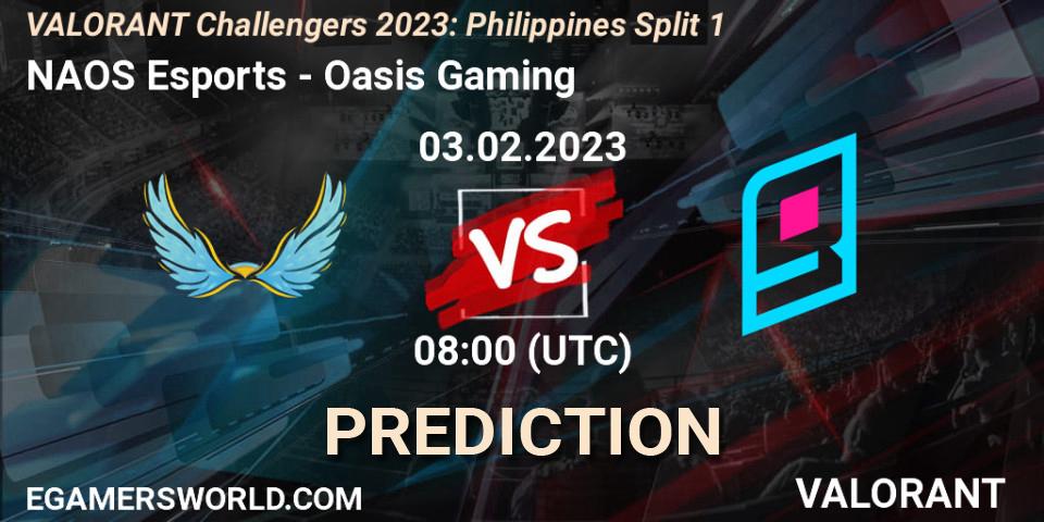 Prognoza NAOS Esports - Oasis Gaming. 03.02.23, VALORANT, VALORANT Challengers 2023: Philippines Split 1