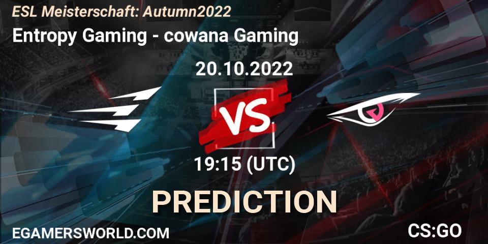Prognoza Entropy Gaming - cowana Gaming. 20.10.22, CS2 (CS:GO), ESL Meisterschaft: Autumn 2022
