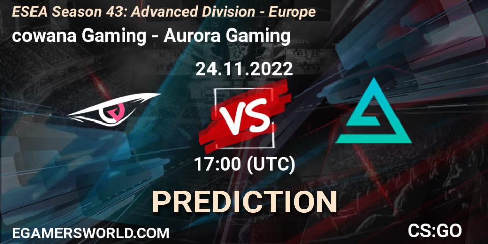 Prognoza cowana Gaming - Aurora. 24.11.22, CS2 (CS:GO), ESEA Season 43: Advanced Division - Europe