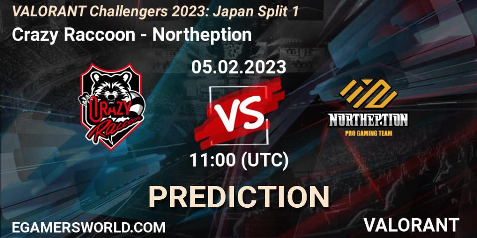 Prognoza Crazy Raccoon - Northeption. 05.02.23, VALORANT, VALORANT Challengers 2023: Japan Split 1