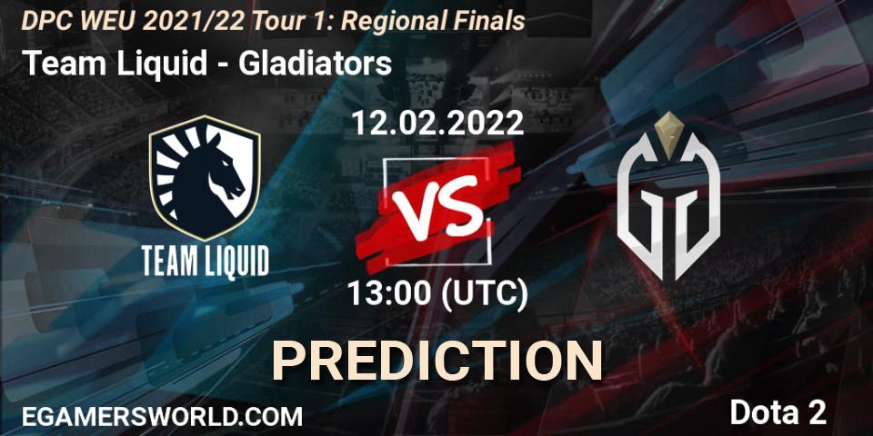Prognoza Team Liquid - Gladiators. 12.02.22, Dota 2, DPC WEU 2021/22 Tour 1: Regional Finals