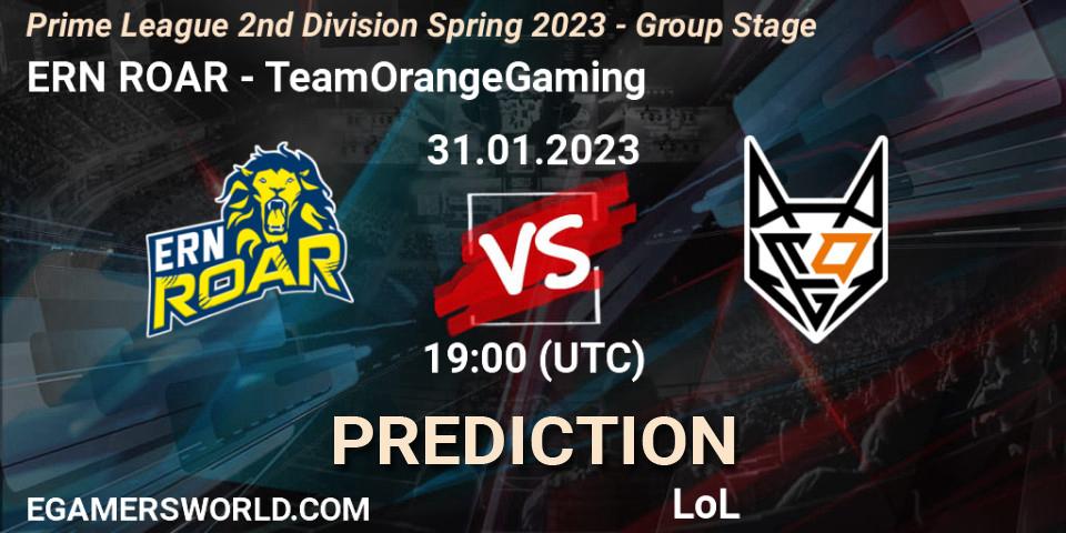 Prognoza ERN ROAR - TeamOrangeGaming. 31.01.23, LoL, Prime League 2nd Division Spring 2023 - Group Stage