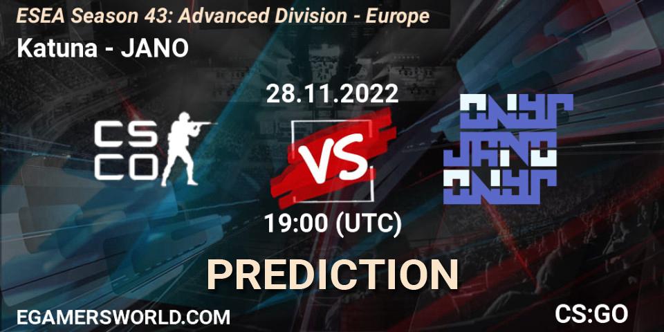 Prognoza Katuna - JANO. 28.11.22, CS2 (CS:GO), ESEA Season 43: Advanced Division - Europe