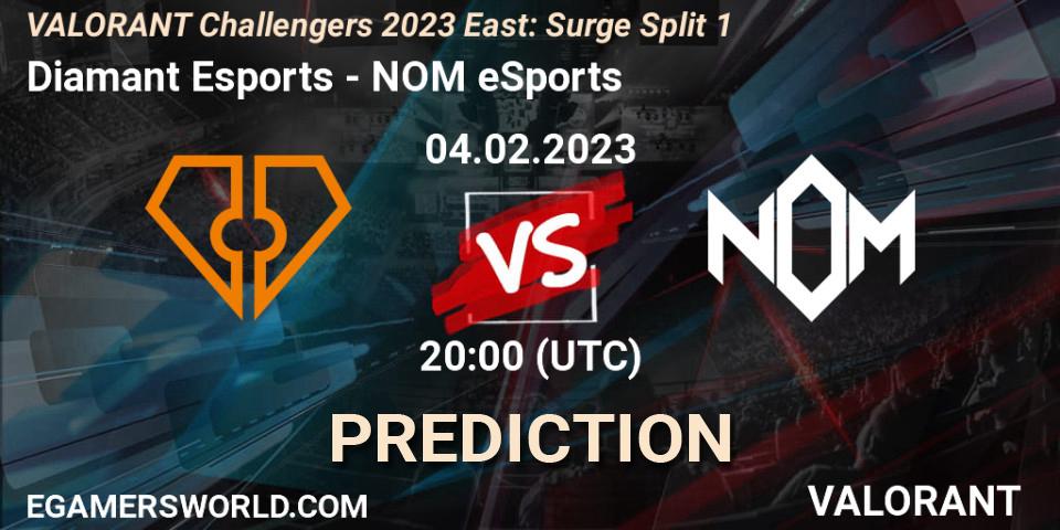 Prognoza Diamant Esports - NOM eSports. 04.02.23, VALORANT, VALORANT Challengers 2023 East: Surge Split 1