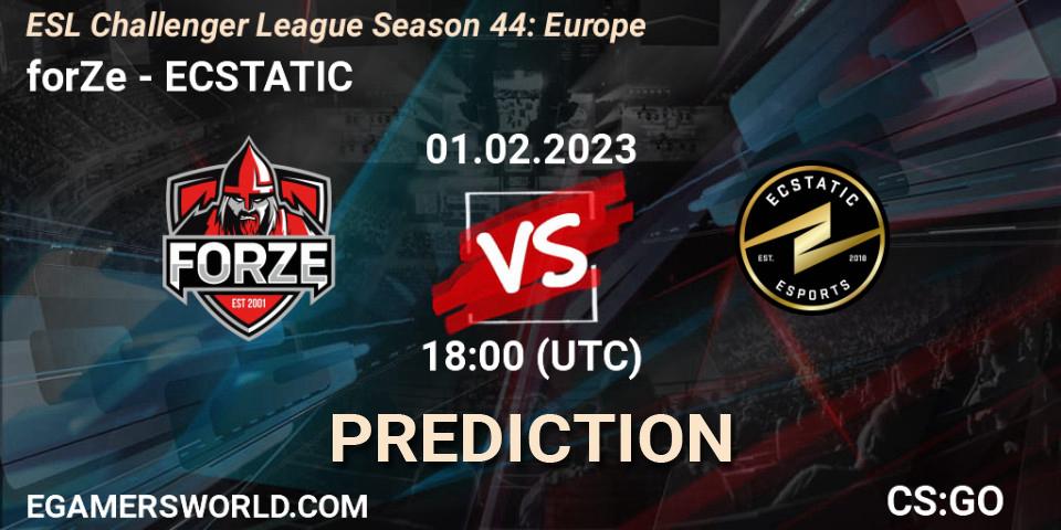Prognoza forZe - ECSTATIC. 01.02.23, CS2 (CS:GO), ESL Challenger League Season 44: Europe