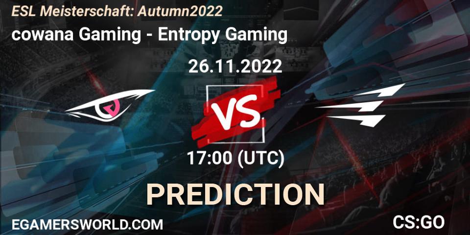Prognoza cowana Gaming - Entropy Gaming. 26.11.22, CS2 (CS:GO), ESL Meisterschaft: Autumn 2022