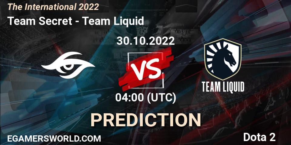 Prognoza Team Secret - Team Liquid. 30.10.22, Dota 2, The International 2022
