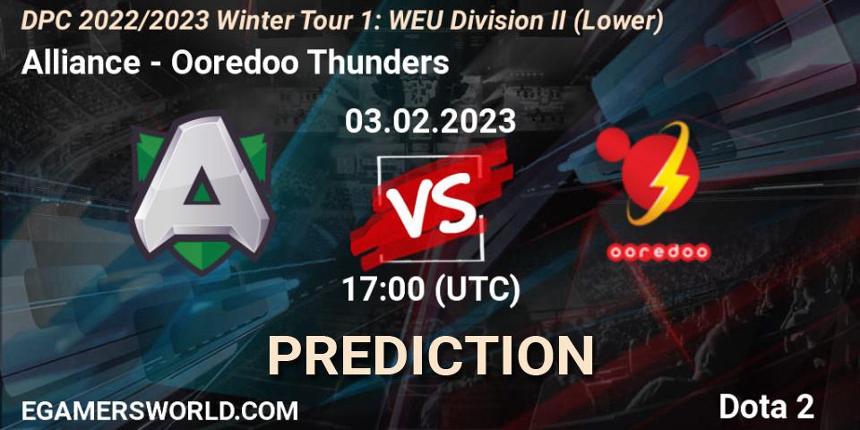 Prognoza Alliance - Ooredoo Thunders. 03.02.23, Dota 2, DPC 2022/2023 Winter Tour 1: WEU Division II (Lower)