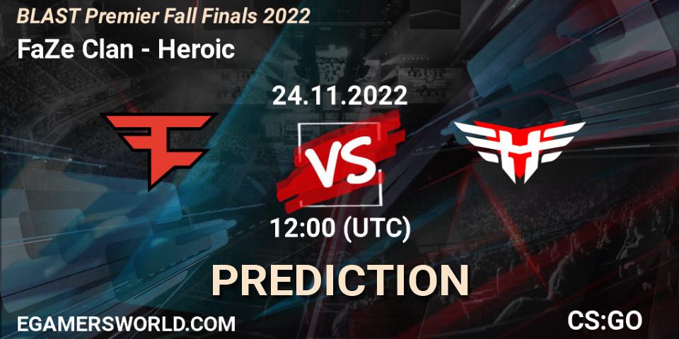 Prognoza FaZe Clan - Heroic. 24.11.22, CS2 (CS:GO), BLAST Premier Fall Finals 2022