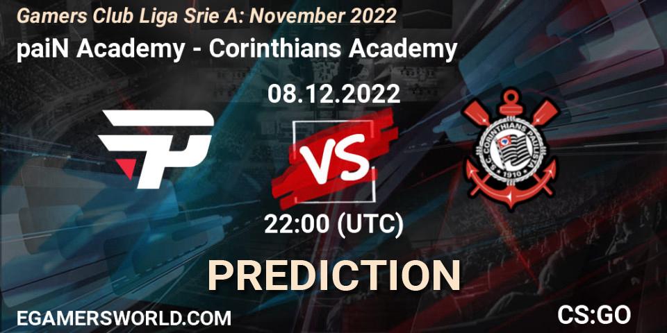 Prognoza paiN Academy - Corinthians Academy. 08.12.22, CS2 (CS:GO), Gamers Club Liga Série A: November 2022