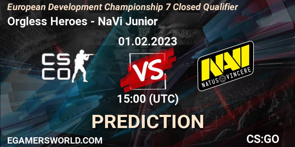 Prognoza Orgless Heroes - NaVi Junior. 01.02.23, CS2 (CS:GO), European Development Championship 7 Closed Qualifier
