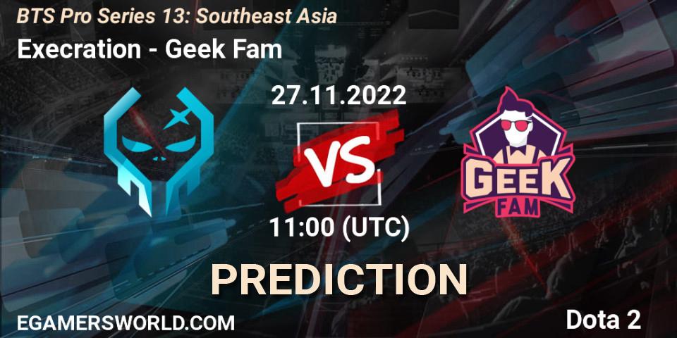 Prognoza Execration - Geek Fam. 27.11.22, Dota 2, BTS Pro Series 13: Southeast Asia
