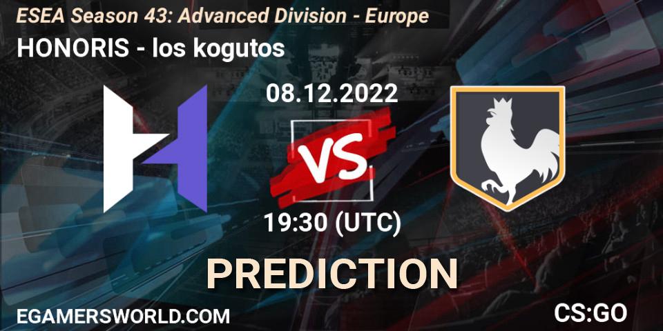Prognoza HONORIS - los kogutos. 08.12.22, CS2 (CS:GO), ESEA Season 43: Advanced Division - Europe
