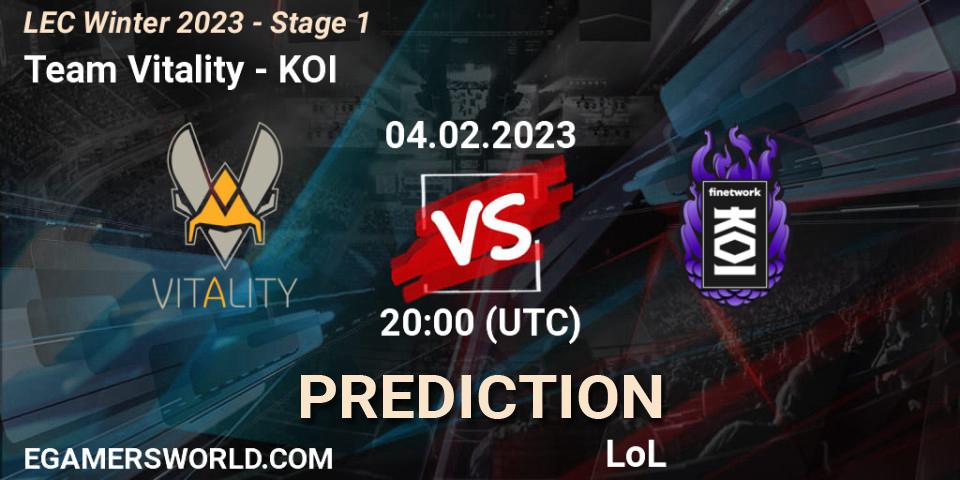 Prognoza Team Vitality - KOI. 04.02.23, LoL, LEC Winter 2023 - Stage 1