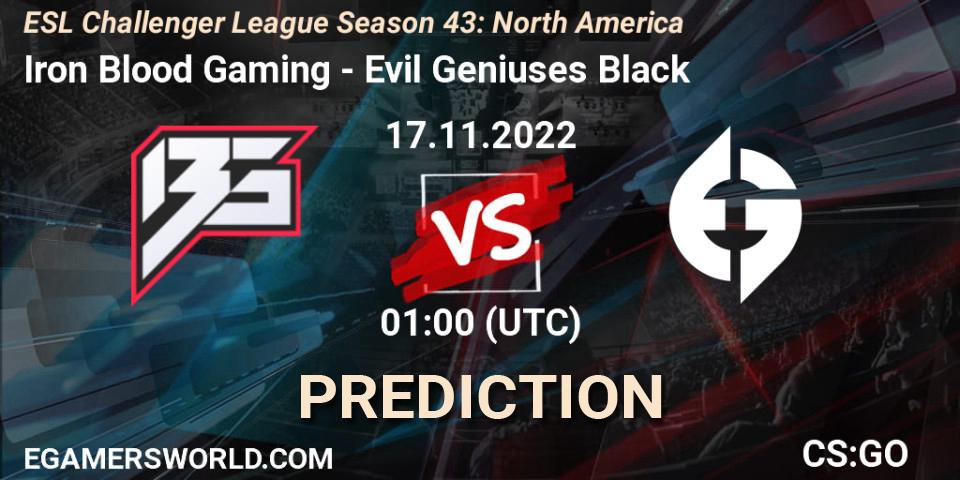 Prognoza Iron Blood Gaming - Evil Geniuses Black. 29.11.22, CS2 (CS:GO), ESL Challenger League Season 43: North America