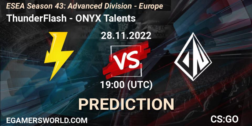 Prognoza ThunderFlash - ONYX Talents. 02.12.22, CS2 (CS:GO), ESEA Season 43: Advanced Division - Europe
