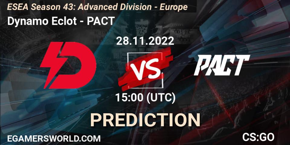 Prognoza Dynamo Eclot - PACT. 01.12.22, CS2 (CS:GO), ESEA Season 43: Advanced Division - Europe