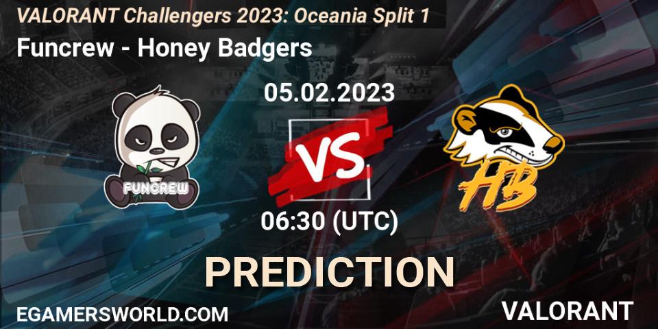 Prognoza Funcrew - Honey Badgers. 05.02.23, VALORANT, VALORANT Challengers 2023: Oceania Split 1